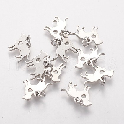 304 Stainless Steel Puppy Pendants STAS-Q201-T464S-1