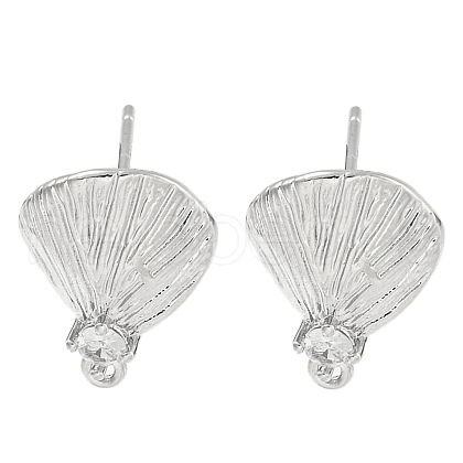 Brass Micro Pave Cubic Zirconia Stud Earring Findings KK-U015-03P-1