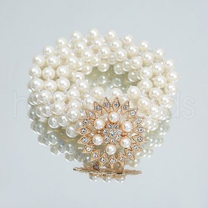 White Plastic Imitation Pearl Beaded Belly Chains WG08E5B-11-1