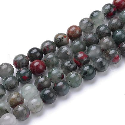Natural African Bloodstone Beads Strands G-R345-8mm-50-1