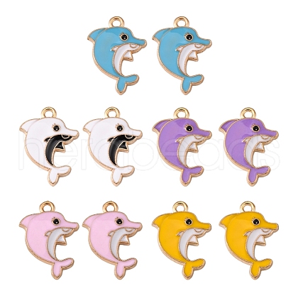 10Pcs 5 Colors Alloy Enamel Pendants ENAM-YW0002-03-1