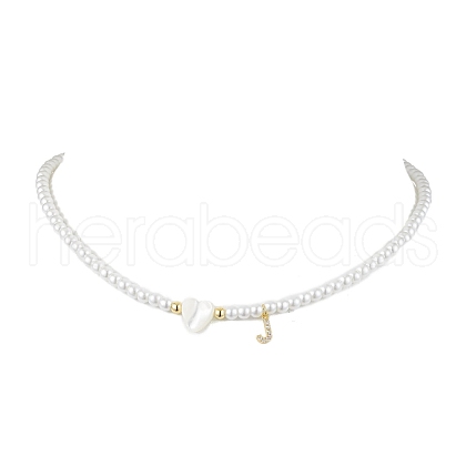 Brass Micro Pave Grade AAA Cubic Zirconia Letter Pendant Necklaces NJEW-JN04771-10-1