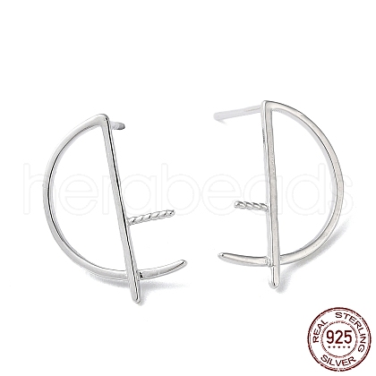 Rhodium Plated 925 Sterling Silver Stud Earring Findings STER-M115-16P-1