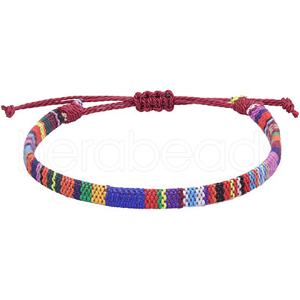 Adjustable Bohemian Style Cotton & Linen Cord Braided Bracelets for Friendship OB0004-26-1