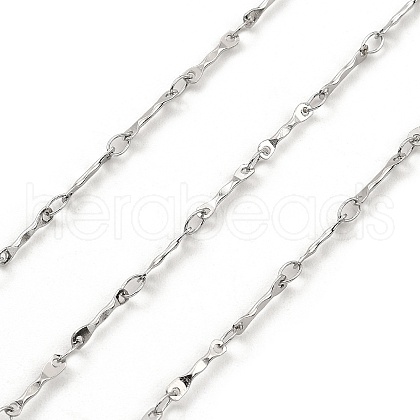 Tarnish Resistant Handmade 304 Stainless Steel Bar Link Chains CHS-G025-08P-1