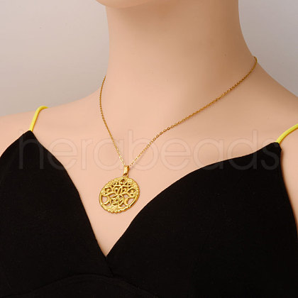 Stainless Steel Triple Moon Pendant Necklaces for Women MU4206-2-1