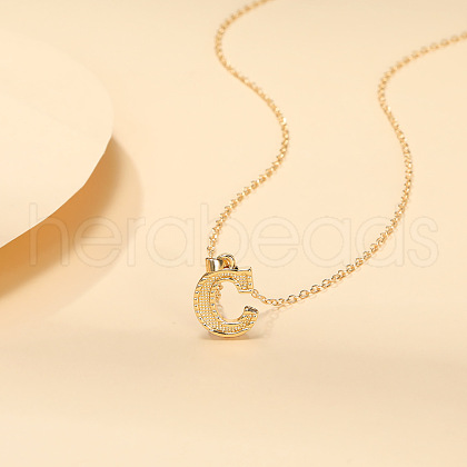 Alloy Textured Initial Pendant Necklaces FS-WG9837C-03-1