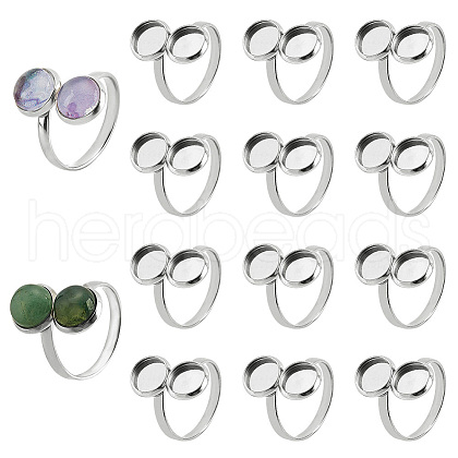   14Pcs 304 Stainless Steel Open Cuff Ring Findings STAS-PH0004-47-1