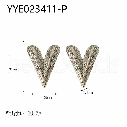 Textured Heart 304 Stainless Steel Stud Earrings FS-WG7D1EE-02-1