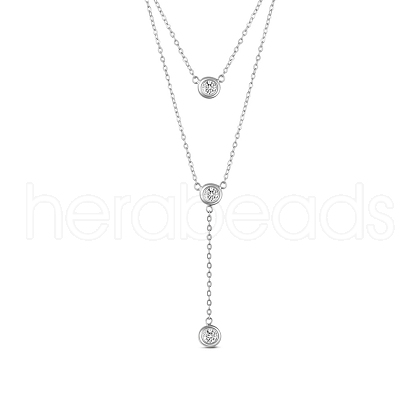 SHEGRACE Rhodium Plated 925 Sterling Silver Double Layered Necklace JN635A-1