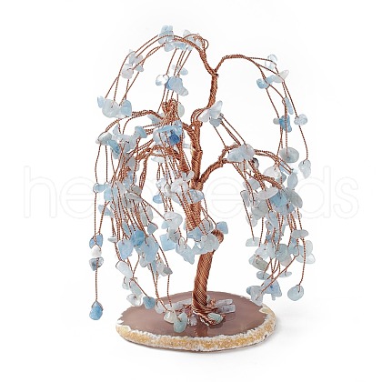 Natural Aquamarine Tree Display Decoration DJEW-G027-20RG-04-1