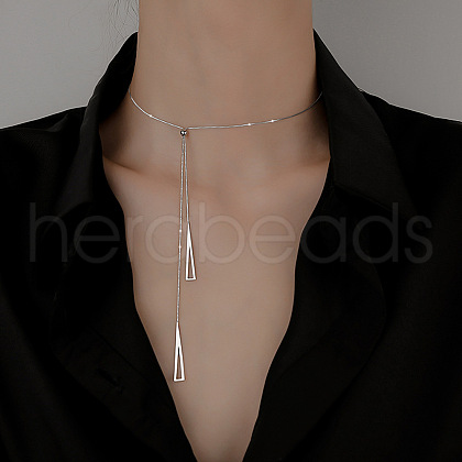 Triangle Brass Slider Lariat Long Necklaces for Women FS-WGD2F26-01-1