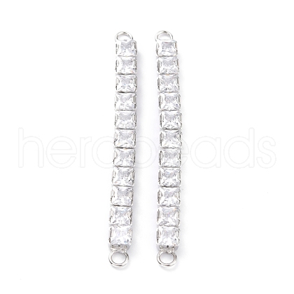 Brass Clear Square Cubic Zirconia Links Connectors ZIRC-G170-22P-1