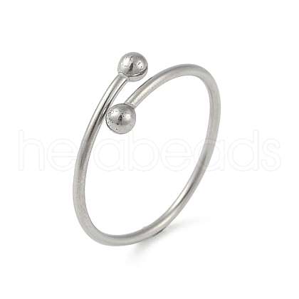 Non-Tarnish 304 Stainless Steel Round Ball Open Cuff Finger Rings for Women X-RJEW-C105-01P-1