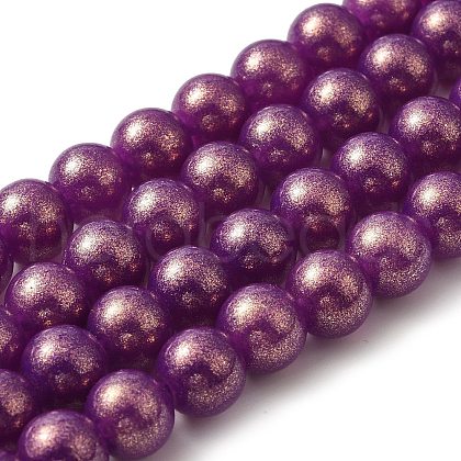 Spray Painted Glass Round Bead Strands X-DGLA-Q015-8mm-38-1
