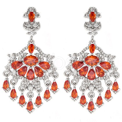 Brass Micro Pave Cubic Zirconia Dangle Stud Earrings EJEW-H014-16P-07-1