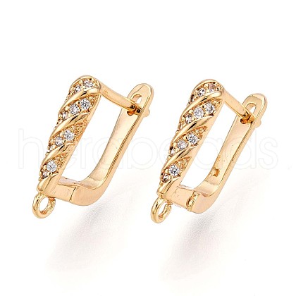 Brass Micro Pave Cubic Zirconia Hoop Earring Finding KK-N261-40G-1