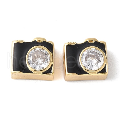 Brass Pave Clear Cubic Zirconia Beads KK-H449-86G-03-1