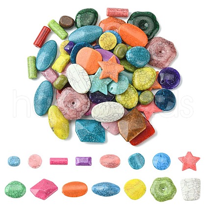 70Pcs 14 Style Crackle Opaque Acrylic Beads OACR-YW0001-64A-1