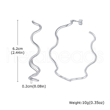 Wavy 304 Stainless Steel Stud Earrings FS-WG2DD65-05-1