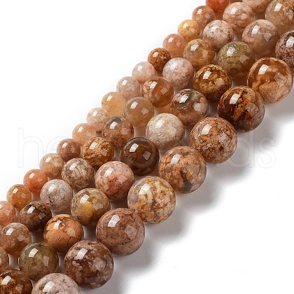 Natural Flower Agate Beads Strands G-B044-A01-02-1