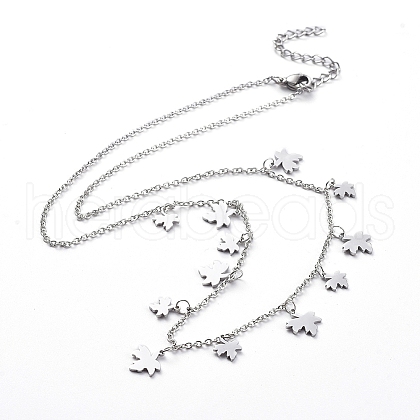 (Jewelry Parties Factory Sale)304 Stainless Steel Pendant Bib Necklaces NJEW-G334-07P-1