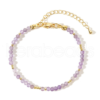 Bohemian Style Faceted Round Natural Amethyst Bead Bracelets Women's Fashion Jewelry LW5248-2-1