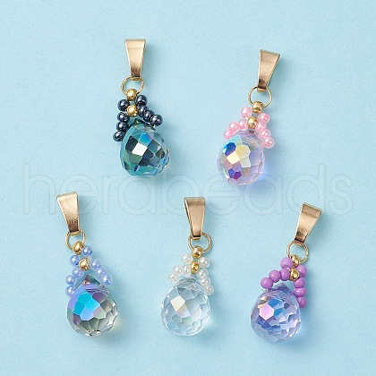 Glass Seed Beaded Pendants PALLOY-MZ00590-1