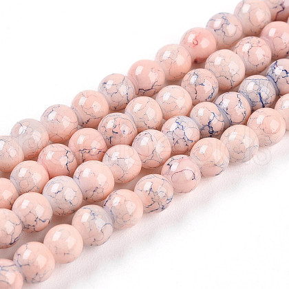 Baking Painted Glass Beads Strands DGLA-N003-4mm-C02-1