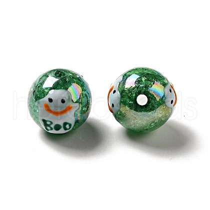 AB Color Transparent Crackle Acrylic Round Beads OACR-A013-03E-1