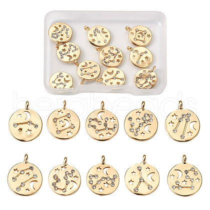 Beadthoven 10Pcs 10 Styles Alloy Pendants PALLOY-BT0002-06G-1