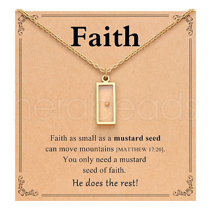 Rectangle 216 Stainless Steel Mustard Seed Pendant Necklaces for Women WG511AE-07-1