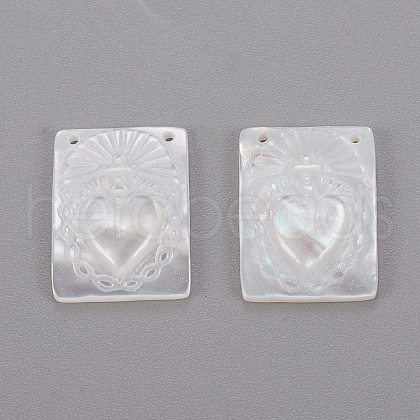 Natural White Shell Mother of Pearl Shell Pendants X-SHEL-K004-04-1