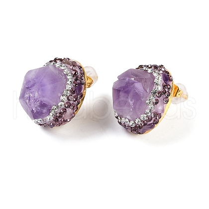 Rack Plating Brass With Nature Amethyst Gemstone EJEW-U010-01G-1