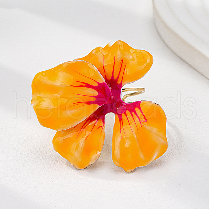 Flower Alloy Enamel Adjustable Open Cuff Rings for Women FS-WG454BA-03-1
