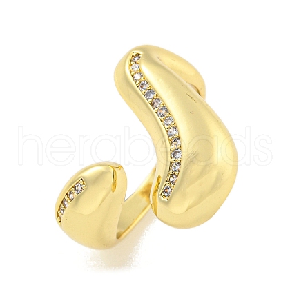 Brass Micro Pave Clear Cubic Zirconia Open Cuff Ring for Women RJEW-M173-13B-G-1