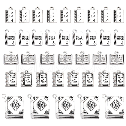 SUNNYCLUE 60Pcs 5 Styles Tibetan Style Alloy Pendants for Teachers' Day TIBEP-SC0003-05-1