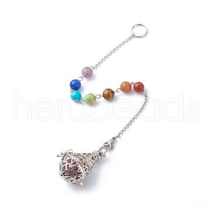 Chakra Natural & Synthetic Mixed Gemstone Cone Dowsing Pendulums PALLOY-JF01883-01-1