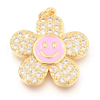 Brass Micro Pave Clear Cubic Zirconia Pendants KK-I683-05E-1