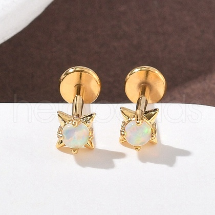 304 Stainless Steel Opal Stud Earrings EJEW-B143-01G-04-1