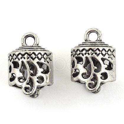 Tibetan Style Alloy Cord Ends TIBEP-S300-31AS-RS-1