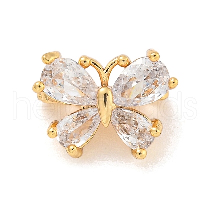 Brass Pave Clear Cubic Zirconia Slide Charms KK-Z072-13G-02-1