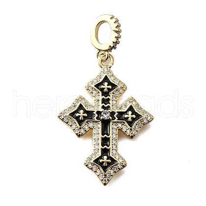 Brass Enamel European Dangle Charms KK-B136-09G-02-1