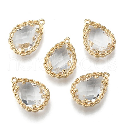 Transparent Glass Pendants GLAA-T007-08G-1