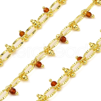 Handmade Faceted Natural Carnelian Beaded Chains CHC-L050-01G-06-1