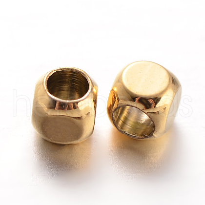 Cube Brass Spacer Beads KK-L129-46G-1