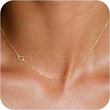 Brass Initial Link Chain Necklaces for Women FS-WG848C9-17-1
