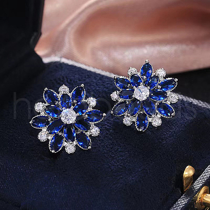 Brass Micro Pave Cubic Zirconia Stud Earrings LM0648-3-1
