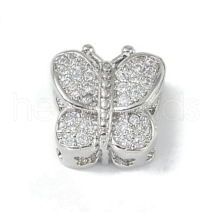 Rack Plating Brass Micro Pave Clear Cubic Zirconia Beads KK-A220-02P-1