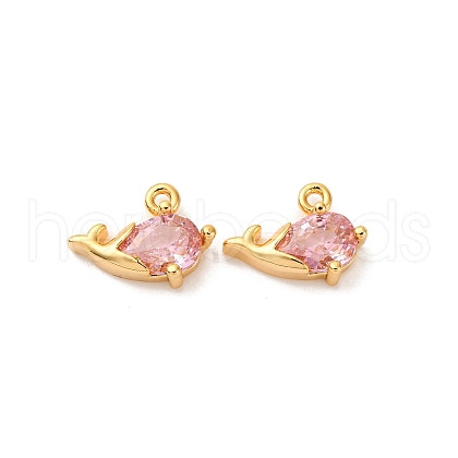 Brass Micro Pave Cubic Zirconia Pendants KK-K382-29G-02-1